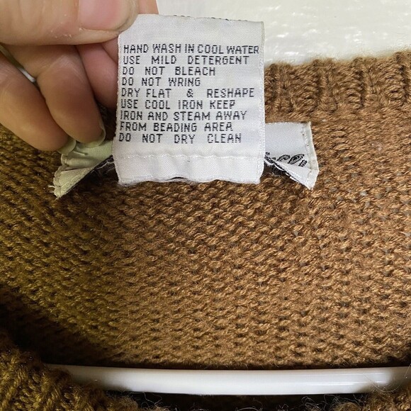 Vtg 90s Sweater Alexa Grace Womens Large Wool Blend Metallic Grandma Core Brown - Picture 6 of 8